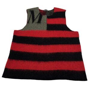 MAINS Mohair Flag Vest in Black/Red